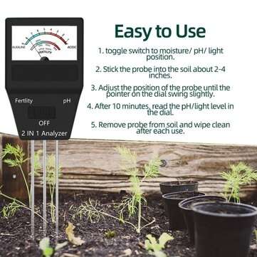 2 in 1 Pointer Type Soil Analyzer Farm Soil Fertile Meter pH Tester for Gardening Planting Analyzer