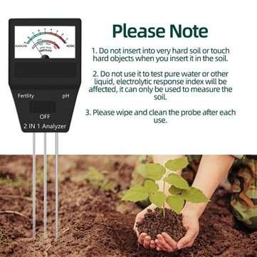 2 in 1 Pointer Type Soil Analyzer Farm Soil Fertile Meter pH Tester for Gardening Planting Analyzer