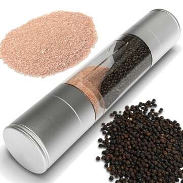 2 In 1 Stainless Steel Manual Pepper Salt Mill Grinder Spice Mill Kitchen Tool
