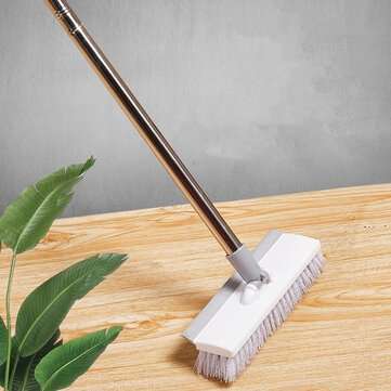 2 in 1 Retractable Rotating Floor Brush Glass Cleaning Tool Telescopic Rod Window Cleaner Squeegee W