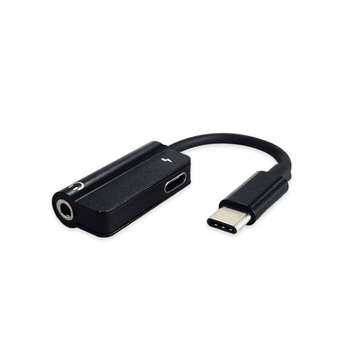 2 in 1 USB-C Type-C Digital to 3.5mm Earphone Cable Adapter Portable Headphone Ada... (COLOR: BLACK)