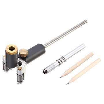 2 In 1 Woodworking Straight Line Linear Arc Scriber Tool with Pencil Scribe Tool Draw Circle Straigh