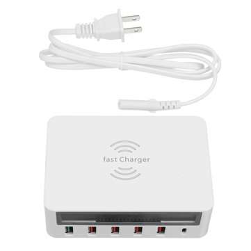 2 In1 Qi 3.0 Wireless Charger 5 Ports USB LCD Fast Quick Charging Stand Dock Pad Mat