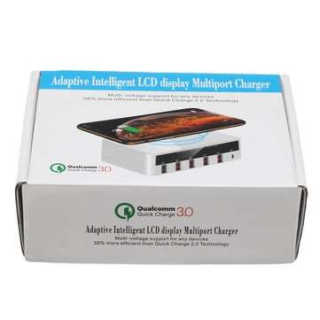 2 In1 Qi 3.0 Wireless Charger 5 Ports USB LCD Fast Quick Charging Stand Dock Pad Mat