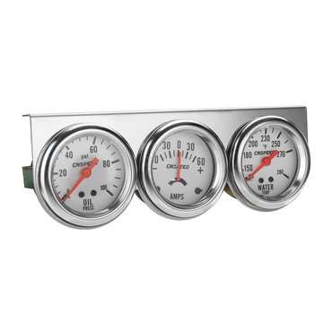 2 Inch 52mm Oil Pressure Water Temp Amp Meter Triple Gauge 3 in 1 Set Chrome Panel