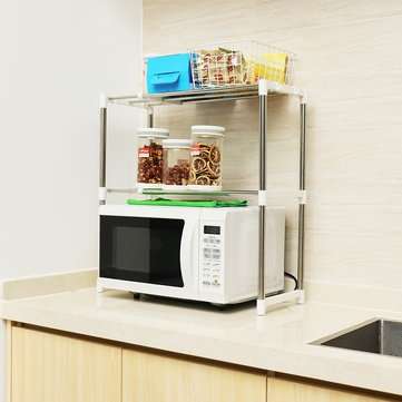 2 Layers Microwave Oven Stainless Steel Rack Kitchen Storage Shelf Container Kitchen Storage Rack
