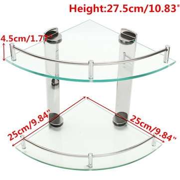 2 Layers Glass Bathroom Corner Shelf Wall Mounted Storage Large Capacity Organizer... (SIZE 3: 25CM)