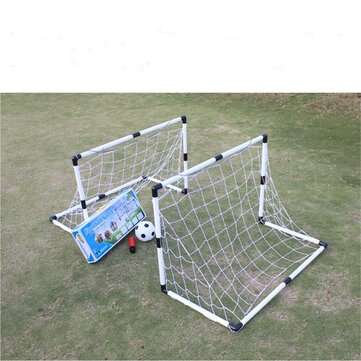2 Mini Set Football Soccer Goal Post Net + Ball + Pump Kids Outdoor Sport Training