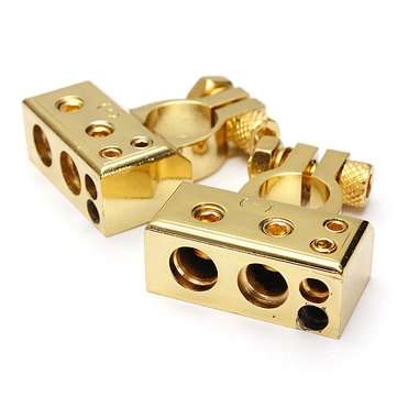 2 Pcs Car Auto Positive Negative Battery Terminal Platinum (COLOR.: GOLD)