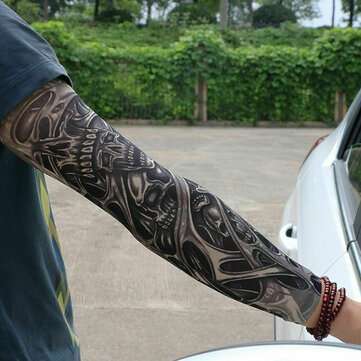2 PCS Sunscreen Ice Filament Tattoo Cooling Arm Sleeves Cover Riding Cycling Golf Sport UV Sun Prote