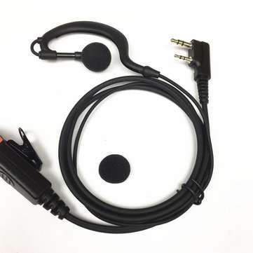 2 Pin Earpiece Headset PTT with Microphone Walkie Talkie Ear Hook Two Way Radio Earphone for KENWOOD