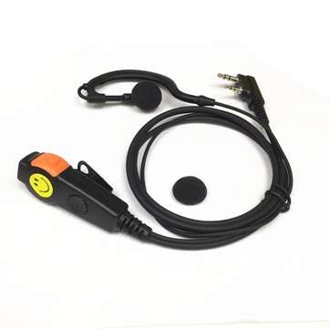 2 Pin Earpiece Headset PTT with Microphone Walkie Talkie Ear Hook Two Way Radio Earphone for KENWOOD