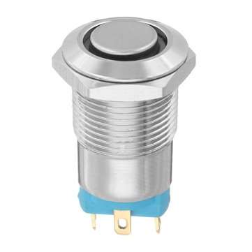 2 Set  12mm LED Metal Push Button Latching Switch Silver 4 Pin Waterproof Push Button Switch
