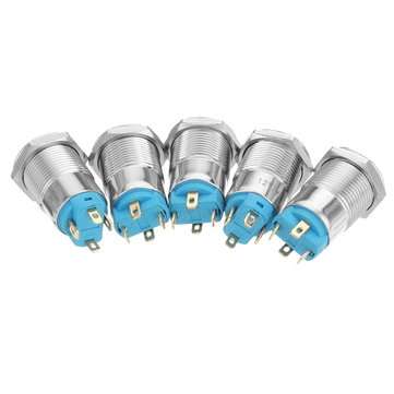 2 Set  12mm LED Metal Push Button Latching Switch Silver 4 Pin Waterproof Push Button Switch