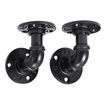 2 Set Flange Industrial Steel Pipe Shelf Bracket Wall Holder Bracket House DIY Decor