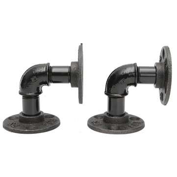 2 Set Flange Industrial Steel Pipe Shelf Bracket Wall Holder Bracket House DIY Decor