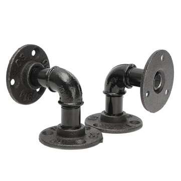 2 Set Flange Industrial Steel Pipe Shelf Bracket Wall Holder Bracket House DIY Decor