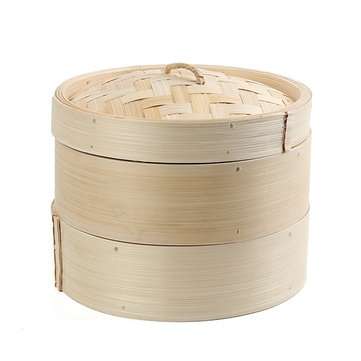 2 Tier Bamboo Steamer Dim Sum Basket Rice Pasta Kitchen Food Steaming Tools