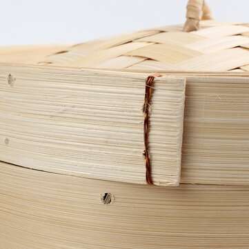 2 Tier Bamboo Steamer Dim Sum Basket Rice Pasta Kitchen Food Steaming Tools
