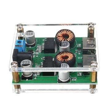 2 USB DC Fast Charging Step Down Buck Regulator Vehicle Power Charger Module 8V-36V to 5V/9V/12V QC3