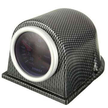 2" 52mm Universal Turbo Boost Gauge Meter Carbon Fiber holder Smoke Face PSI