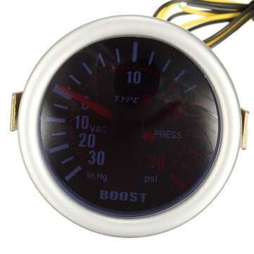 2" 52mm Universal Turbo Boost Gauge Meter Carbon Fiber holder Smoke Face PSI