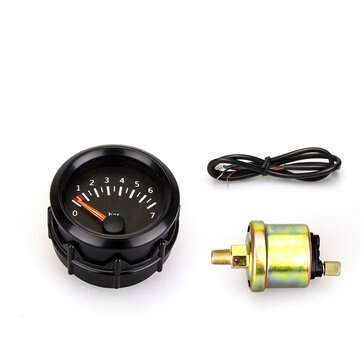 2" 52mm 12V Car Dashboard Gauge Oil Pressure Gauge 0-7Bar Vehicle Meter Black Shell