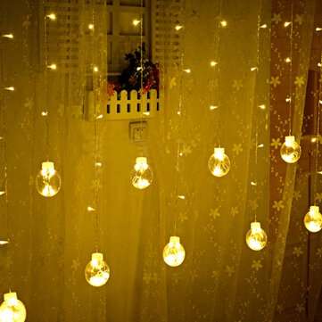 2.5M Warm White Colorful LED Curtain Fairy Christmas String Light Ball Bulb H... (COLOR.: WARMWHITE)