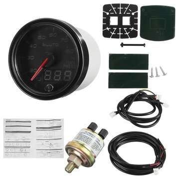 2`` 52mm 0-80PSI 10 Color LED Digital Car Oil Pressure Gauge Meter With Sensor