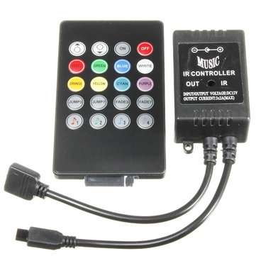 20 Key Music IR Remote Controller Sensor For 3528 5050 RGB LED Strip