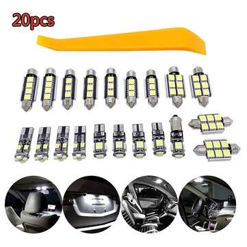 20 Pcs White Car Interior LED Light Kit No Error Reading Lamp Front Dome Light for Mercedes/Benz C C