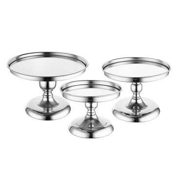 20/25/30CM Metal Cake Cupcake Food Stand Round Wedding Party ... (SIZE 3: 10INCHES | COLOR.: SILVER)