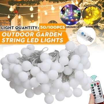 20/50/100LED Globe Bulb String Light USB Powered Ou... (LIGHT COLOR: COLORFUL | LED QUANTITY: 20LED)