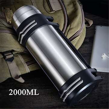 2000/2500ml Insulated Cup Outdoor Sports Thermos Drinkware Vacuum Po... (NO.: 20 | COLOR.: SILVERAB)