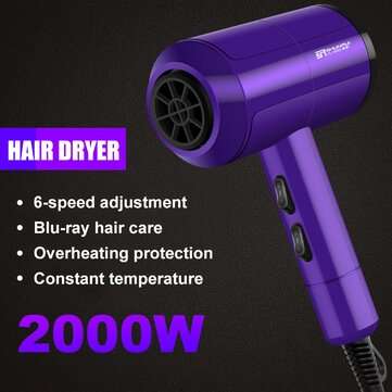 2000W 6-speed Blue-ray Hair Dryer High-power Professional Hair Dryer Silent Hair Dryer for Household