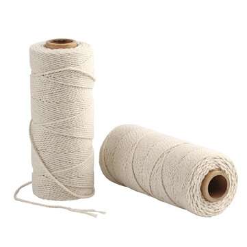 200mx2.5mm Natural Cotton Beige Cord Twisted Rope Handmade Craft Braided Wire