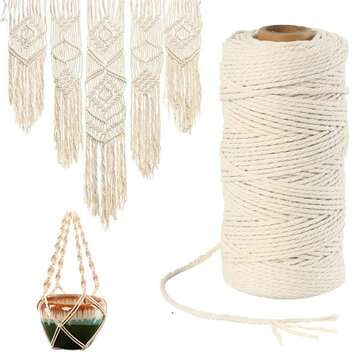 200mx2.5mm Natural Cotton Beige Cord Twisted Rope Handmade Craft Braided Wire