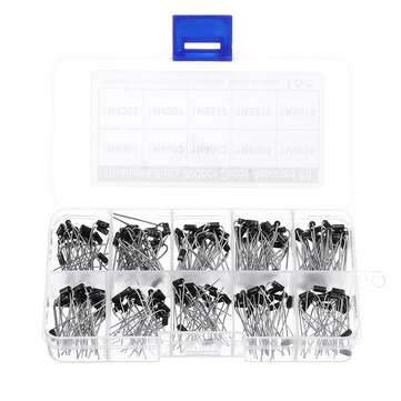 200pcs 10Values x20 Rectifier Diode Schottky Assortment Electronic Kit 1N4001~1N4007 1N5817 1N5818 1