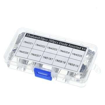 200Pcs 10 Values Rectifier Diode Assorted Kit 1N4001 1N4002 1N4003 1N4004 1N4005 1N4006 1N4007 1N581