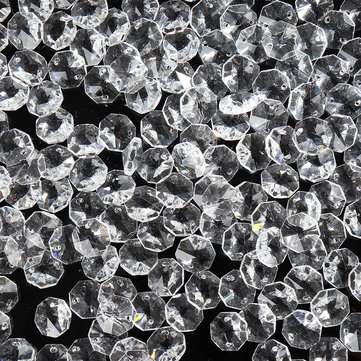 200PCS 14MM Diameter Clear Crystal Glass Chandelier Part Prisms Octagonal LED Light Beads Decor
