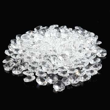 200PCS 14MM Diameter Clear Crystal Glass Chandelier Part Prisms Octagonal LED Light Beads Decor