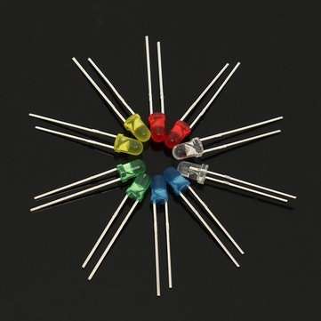 200Pcs 3MM LED Light Assorted Kit Red Green Blue Yellow White DIY LEDs Set