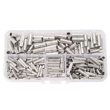 200Pcs Copper Butt Splice Wire Connector 22-10AWG Bare Tinned Crimp Terminal W/ Case