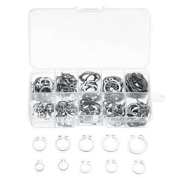 200Pcs Boxed 304 Stainless Steel Shaft with Circlip Ring C-type Circlip M8-M18