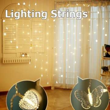 200X150cm LED Love/Butterfly Shape Curtain Lights String ... (SHAPE: LOVE | LIGHT COLOR: MULTICOLOR)