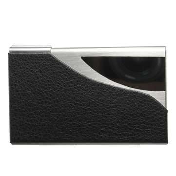 2019 New Black PU Leather&Stainless Steel Business Name Card Case Holder For Offi... (COLOR.: BLACK)