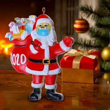 2020 Christmas Ornament Santa Wearing Mask In Quarantine Keepsake
