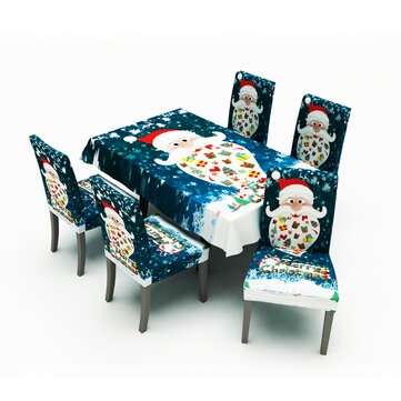2020 Christmas Decor Tablecloth Chair Cover Set for Home Dining Table Merry Chr... (TYPE: SEATCOVER)