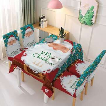 2020 Christmas Table Cloth Chair Cover Rectangular Tablecloth Polyester Xmas... (SIZE 3: CHAIRCOVER)