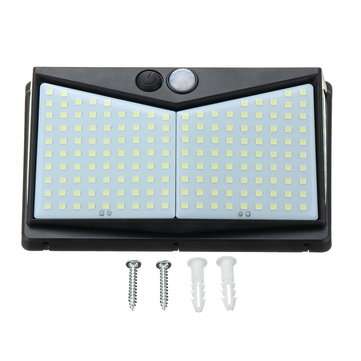 208LED Solar Powered Wall Light PIR Motion Sensor Outdoor Garden 3 Side Lamp